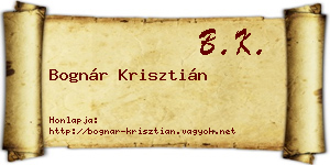 Bognár Krisztián névjegykártya
